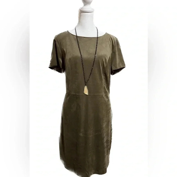 Chico's Dresses & Skirts - Chicos brown faux suede short sleeve sheath dress 0.5 (small)